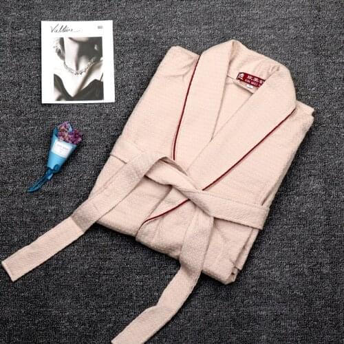 Summer Cotton Waffle Bathrobe Men Ladies wedding Long Robe Bath Mens Robe Sleepwear Nightrobe Casual Home Bathrobe bride robe