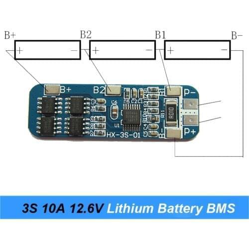 3S 10A 12V Lithium Battery Charger Protection Board Module BMS for 3pcs 18650 Lipo Li-ion Battery Cell Charging BMS 11.1V 12.6V