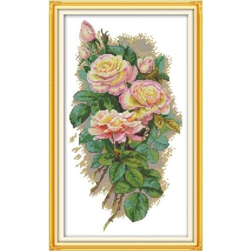 Rose flower pattern counted Cross Stitch Set Wholesale DIY Chinese Cross-stitch Kit Embroidery Needlework