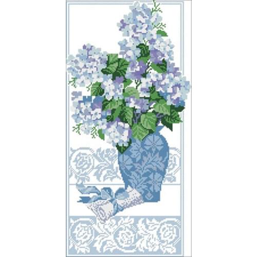 Blue flower patterns Counted Cross Stitch 11CT 14CT 18CT DIY Chinese Cross Stitch Kits Embroidery Needlework Sets