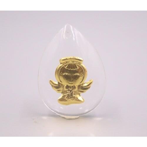 Real 24K Yellow Gold leaf Pendant 30x20mm Man-Made Crystal Pattern Charms For Necklace Bracelet DIY Accessories