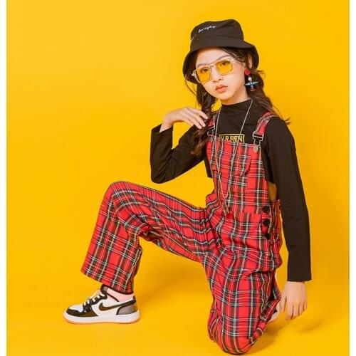Hip Hop Dance Clothes For Kids Rave K-pop Outfits Red Cheerleader Costume Jazz Dance Clothing Teenage Girls Clothing JL1944