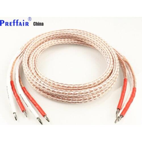 Preffair 12TC Single Crystal Copper , Fever Power Amplifier Speaker Cable Carbon Fiber Banana Head/Banana Head to Y Plug