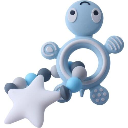 2020 New Food Grade Silicone Turtle Teether Silicone Bracelet Baby Teether Perle Silicone Ring Infant Teething Toys Chew Teether