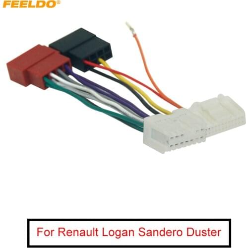 FEELDO Car CD Radio ISO Wiring Harness Adapter for Renault Logan Sandero Duster Captur Head Units Cable