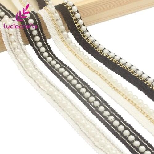 SALE!1yard/lot 2cm Black/White Beaded Lace Trim Ribbon Fabric Sewing Supplies DIY Garment Collar/Sleeve Wedding Decoration N0305