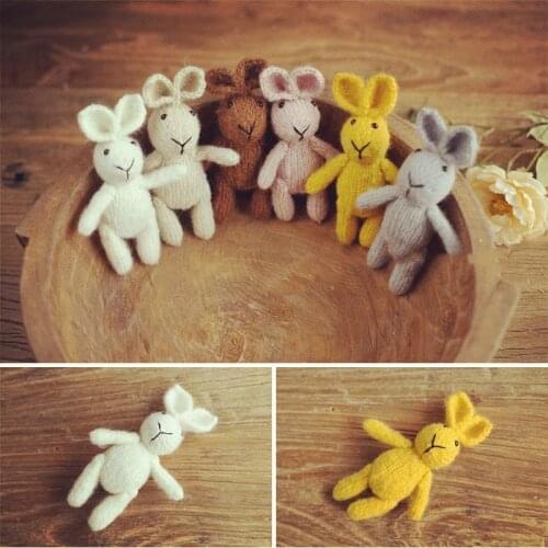 Newborn Photography Props Doll Baby Cute Animals Handmade Wool Rabbit Fotografia Studio Accessory