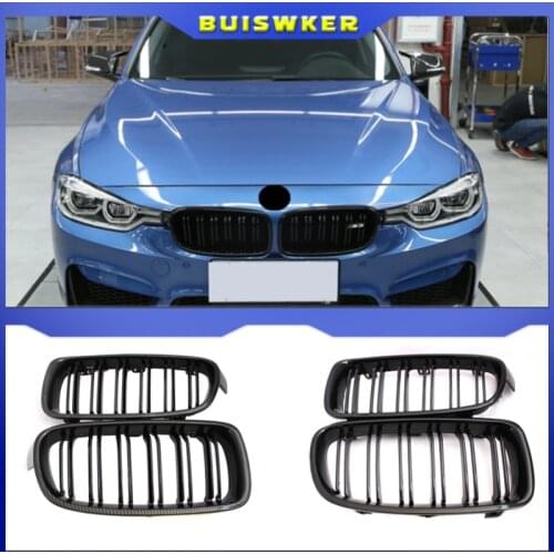 1Pair Gloss Black Front Grille/Grilles Kidney For BMW 3-Series F30 F31 F35 2012-2017 Car Styling