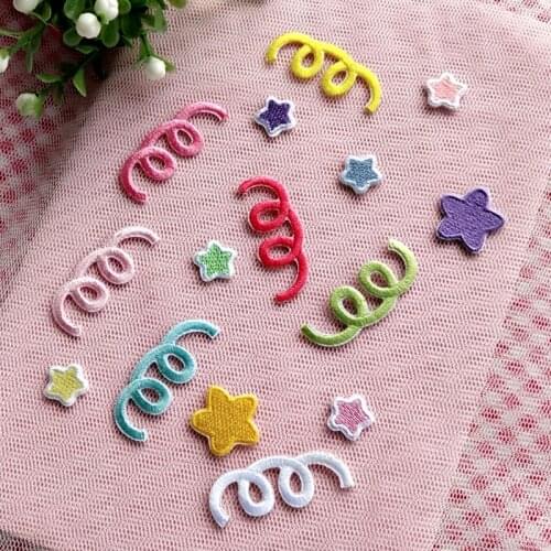 Self-adhesive Cute Spring Star Embroidered Patches for Kid Clothing Iron on Clothes Bag Shoes Appliques Cartoon Sticker Stripes