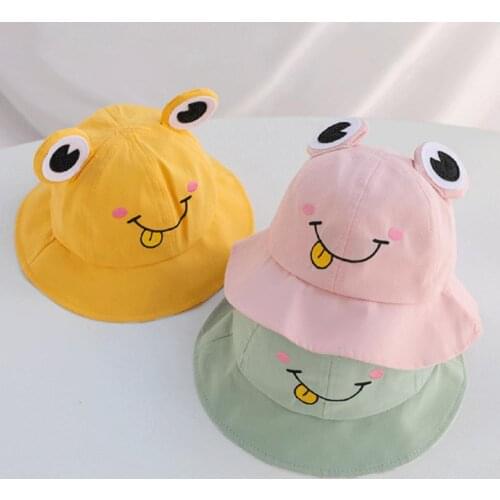 Fisherman Hat Frog Design Sun Protection Cotton Cartoon Bucket Cap for Outdoor
