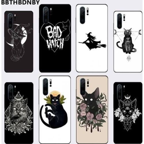 Witch cat Cute Phone Case For Huawei Y5 Y6 II Y7 Y9 PRIME 2018 2019 NOVA3E P20 PRO P10 Honor 10