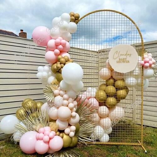149pcs Macaron Pink Wedding Birthday Party Background Baby Shower Holidays Dinner Doubled Cream Peach Decoration Balloon Garland