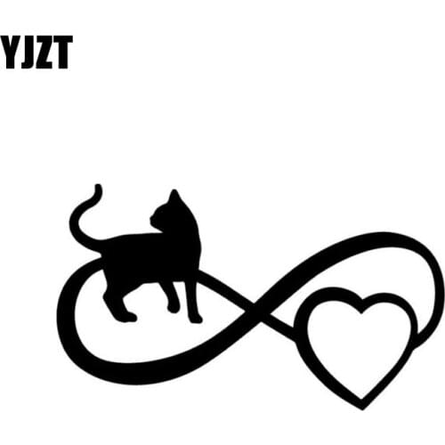 YJZT 13.2CM*7.8CM I Love My Cat Heart Paw Print Vinyl Decal Car Sticker Black Silver C10-02429