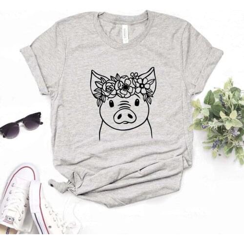 Floral Pig Print Women Tshirts Cotton Casual Funny t Shirt For Lady Yong Girl Top Tee Hipster FS-249