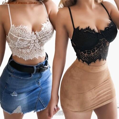 Woman Lace Hollow Tanks Camis Bra Underwear Harness Perspective Bikini Top Underwear Bralett Lace Strap Wrapped Chest Shirt Top