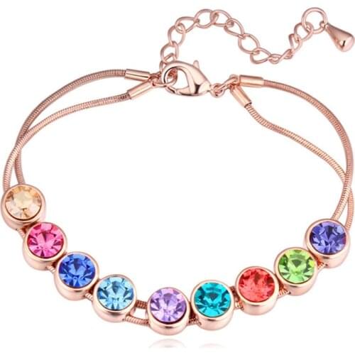 11.11 New Summer Bracelets for Women made with Austrian Crystal Luxurious Round Design Ladies Bracelet Bangles Girls Bijoux Gift