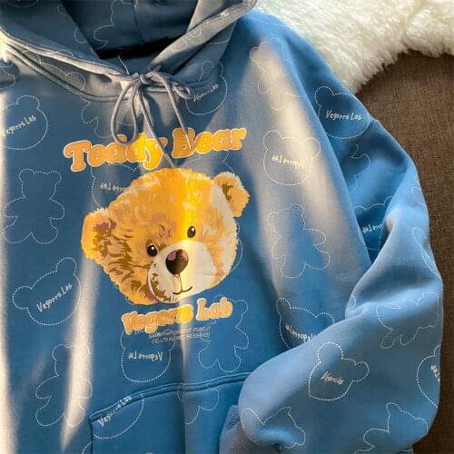 3 Colors Funny Bears Print Hoodies Women Streetwear Goth Fashion 2021 Autumn Oversized Sweatshirt Long Sleeve Tops Teens Clothes