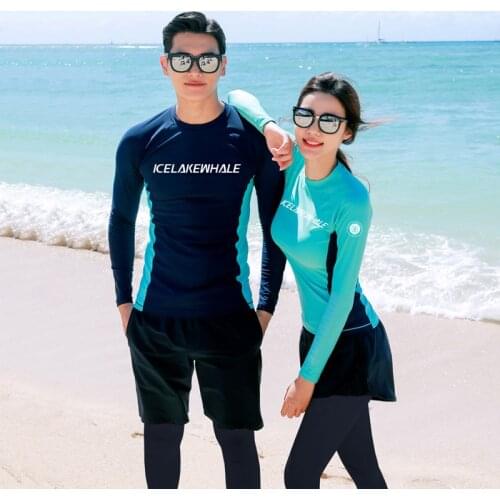 2020 newest women sport swimsuit long sleeves long pants men sport wear summer beach wear couple bathing suit padded