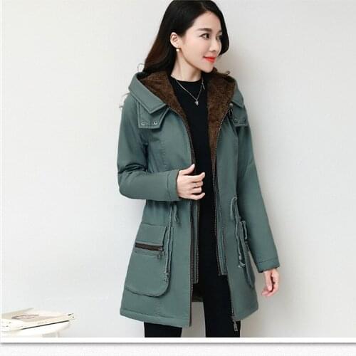 Winter Thickening Warm Lace Cotton Coat Female 2018 Hooded Slim Large Size Cotton Clothing Jacket Fashion Womens Long Sleeve