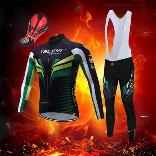 Winter Cycling Clothing Men Thermal Fleece Mountain Bike Jersey Bib Set 2021 Pro Team Bicycle Clothes Mtb Uniform Sport Suit Kit