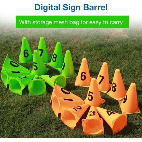 10PCS Child Adult Digital Sign Barrel Roadblock Road Cone Obstacles Basketball Football Training Equipment For Indoor Outdoor