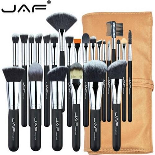 By DHL 10set JAF 24pcs/set hair makeup brush High Quality Professional Makeup Brushes Synthetic kabuki With Leather Pouch tool