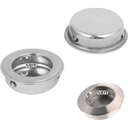 100Pcs/Lot Round Stainles Steel Recessed Furniture Cabinet Door Drawer Finger Pull Clip Face Mount Sliding Door