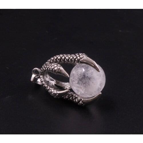 12pcs/lot Natural Round Gem Stone Beads Dragon Claw Wrap Pendants Reiki Ball Gothic Retro Crystal for Necklace Free Shipping