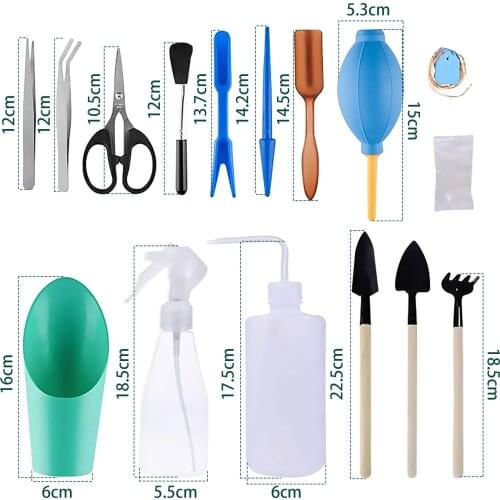16PCS Mini Garden Tools Set Bonsai Succulent Potted Plants Houseplant Planting Gardening Transplanting Watering Tools