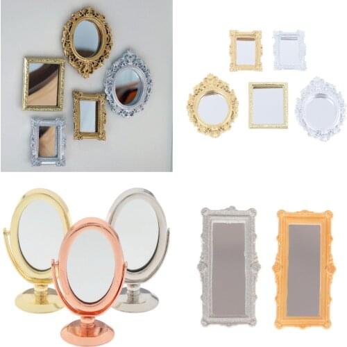 17 Styles 1/12 Dollhouse Miniature Frame Accessories Furniture Miniature Mirror Wall Room Mirror Doll House Mirror
