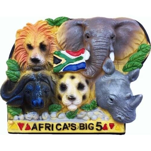 Hand-painted South African Five Animal 3D Fridge Magnet Travel Souvenir Refrigerator Magnetic Stickers Home Decoration
