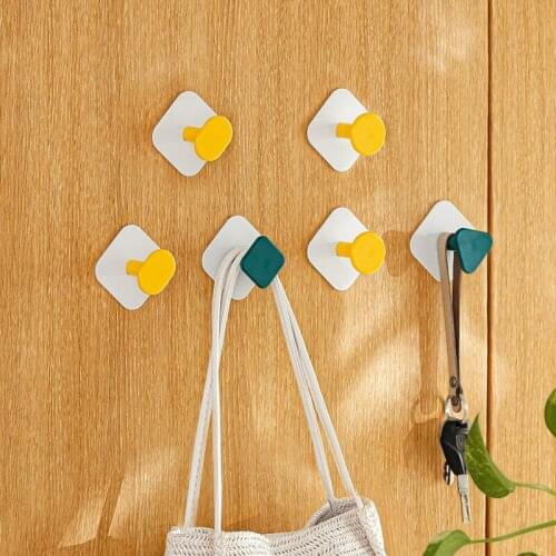 4pcs Creative Geometric Hooks Wall-Mounted Hole-Free Kitchen Bathroom Wall Paste Key Coat Storage Hook Household Accessories