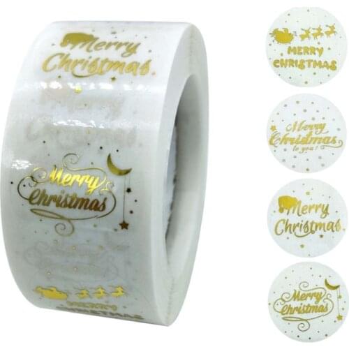 500pcs Round Clear Merry Christmas Sticker Thank You Card Box Package Seal Label T3LE