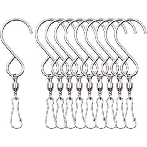 500pcs Spinning Swivel S-Hooks For LED Solar Changing Wind Chimes S Shaped Wall Hangers Multi-Purposes Rotatable Hook NO394