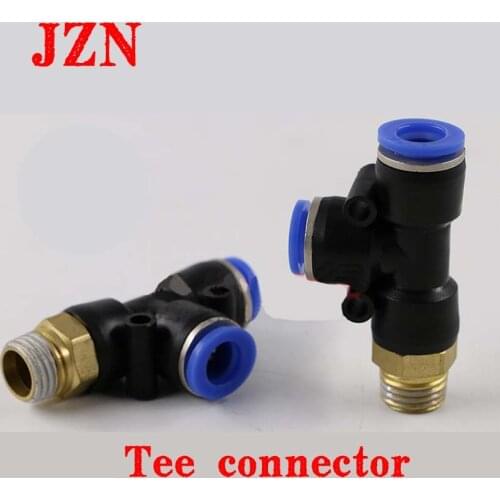 Free shipping ( 10 PCS ) Pneumatic quick-fit pipe fitting PD10-03 Threaded T-type Tee 4-M5/6-01/PD8-02/12-04