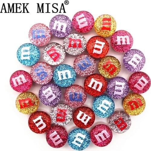 Dazzle Color Glitter M Bean Shoe Accessories 2020 Novel Shoe Buckle Charms Resin Croc Shoe Decoration fit jibz Kids Party Gifts