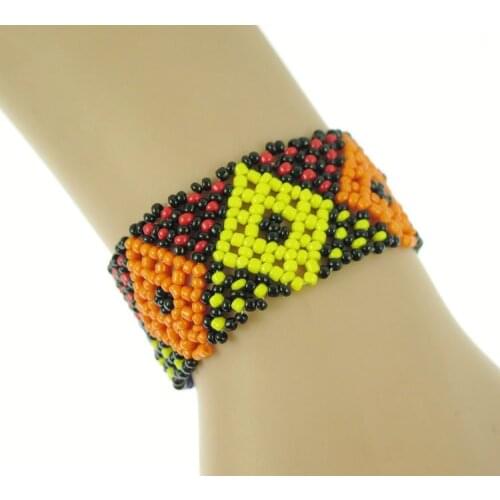 Handmade Bead Bracelet Hippy Friendship Popular Roll Crochet Woven Seed Beads Square pattern Bracelets For Women Men Gift