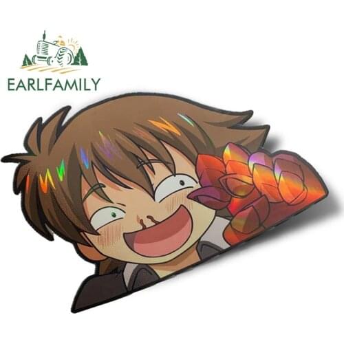 EARLFAMILY 13cm x 10.2cm Cartoon Car Sticker Issei Hyoudou Peeker Vinyl JDM Graffiti Peeking Car Window No Reflective Decal