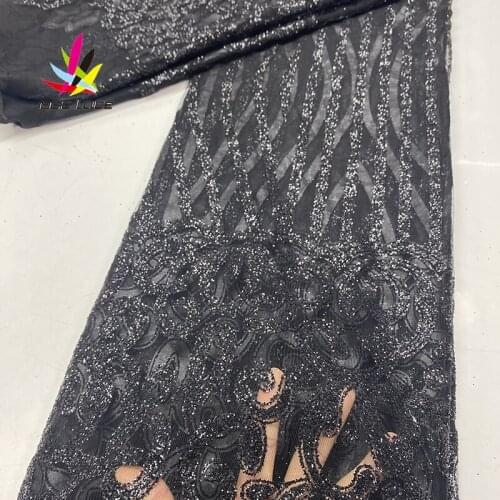 French Embroided Sequins Lace Fabric Bridal Sequence Embroidery Elegant African Nigerian Latest Design Style High End XZNI4324