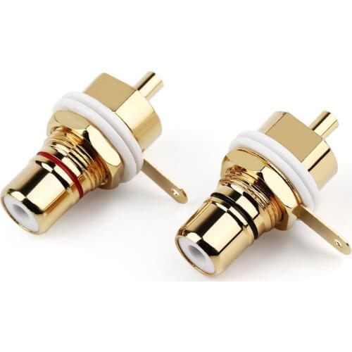 Hifi RCA Female Socket Chassis Gold Plated Jack Audio Connector For CMC Copper Plugs DIY Speaker Amplifier RCA Terminals Adapter