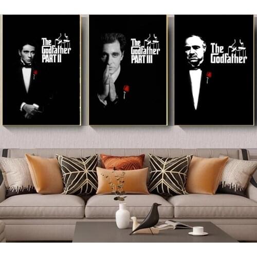 Classic Art The Godfather Movie Series Marlon Brando Al Pacino Canvas Painting Poster Artwor for For Living Room Home Decor