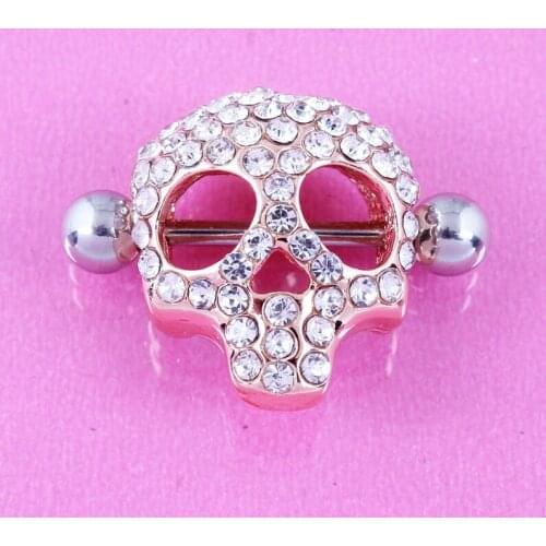 The Skull Rose Nipple ring body piercing jewelry Nickel-free 316L surgical steel pair