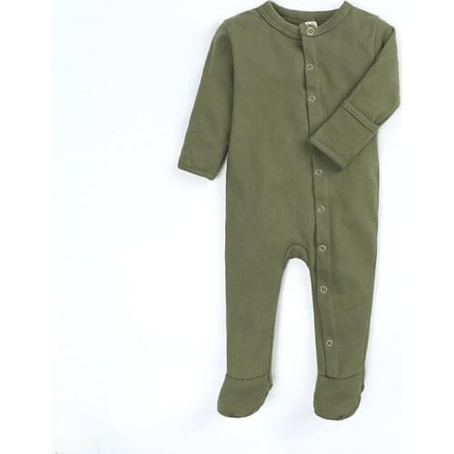 2020 Cotton Newborn Baby Clothes Solid Color Jumpsuit Rompers Infant Boys Girls Spring Bottoming Jumpsuits Footed BR313