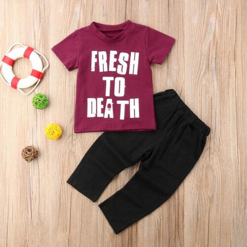 2Pcs FashionToddler Kids Baby Boys Outfits Baby Boys Street Style Tops T-shirt Pants Leggings Trousers Outfit Set Clothes