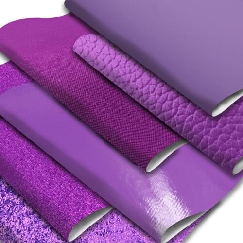 Purple Color Series Faux Leather Sheets Shimmer Glossy Synthetic Leather Fabric Chunky Glitter Solid Color for DIY Earrings Bows