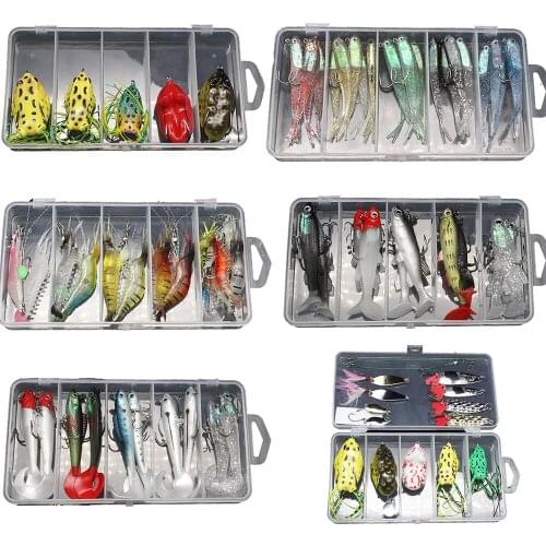 Fishing Lures Set Mixed Colors Wobbler Minnow Plier Grip Spoon Hooks Soft Lure Kit With Box Artificial Bait Fishing Pesca L52