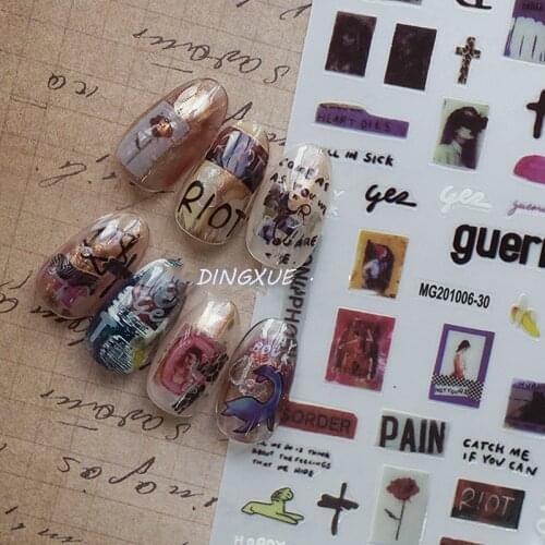 2020 New 3D Nail Art Stickers Bohemia Leopard Cross Word Image Nails Stickers For Nails Sticker Decorations Manicure Z0375