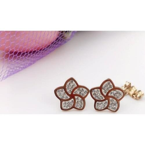 Five-petal full-drilled New Goddess Luxury Gold EarringLuxe Fashion Jewelry Stainless Steel For Women