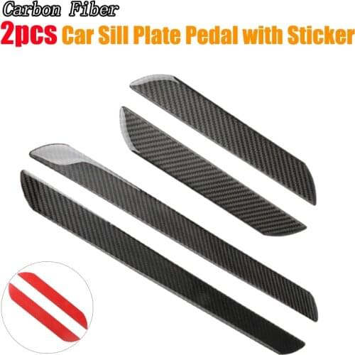 Pair Car Door Sill Plate Pedal Guard Entry Protective Cover Carbon Fiber Auto Sill Scuff Plate Pedal Sticker Styling Accessories