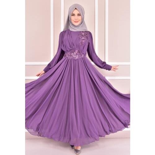 Güpür Detay Abiye Lila KBR14742